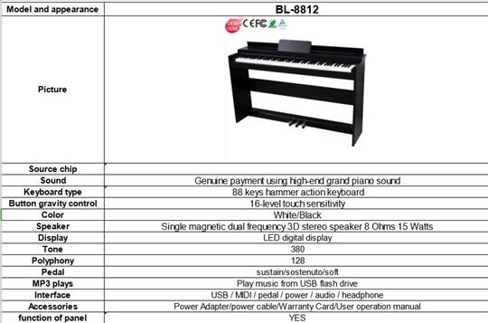 Novo - Digitalni Pianino  - 88hamer dirki + tri pe