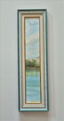 Ulje na platnu - Recni pejzaz, prelepa slika!