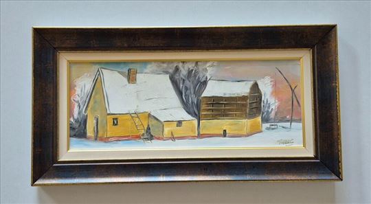 Ulje na lesonitu - Zimsko jutro na salasu