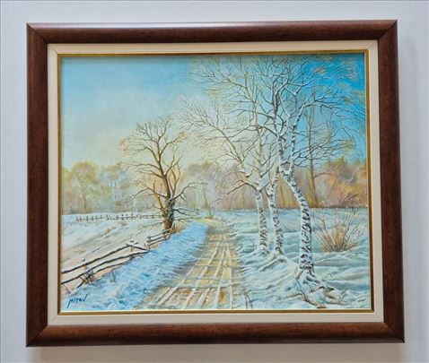 Ulje na platnu - Sneg u mom sokaku, prelepo!