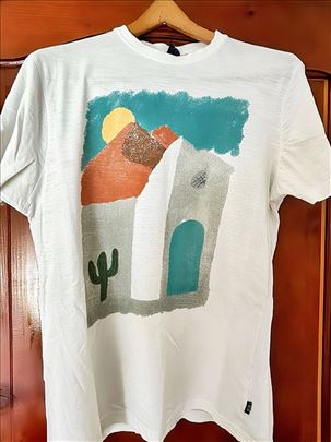 Bela lanena majica – motiv pustinje, lagana 