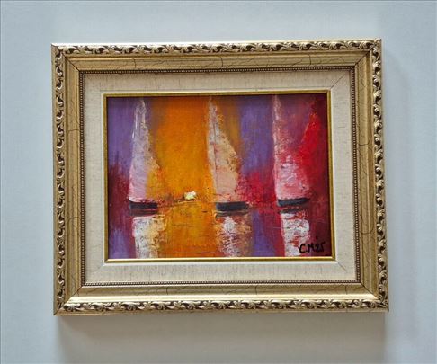 Ulje na kartonu - Jedrenjaci 3