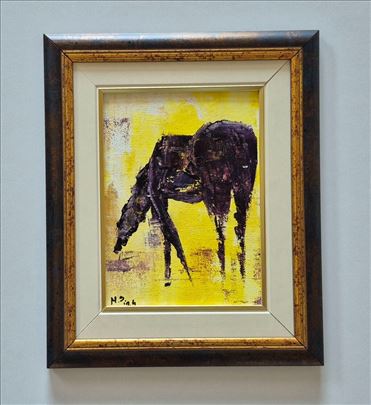 Ulje na platnu - Konjic. Minijatura