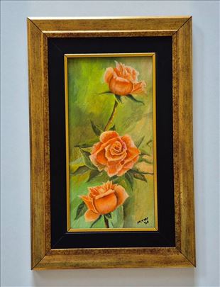 Ulje na platnu - Tri ruza, prelepa slika!