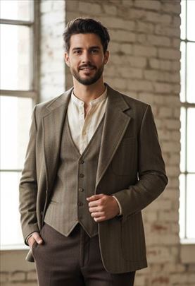 Unikatan komplet: retro sako i prsluk vel.L 