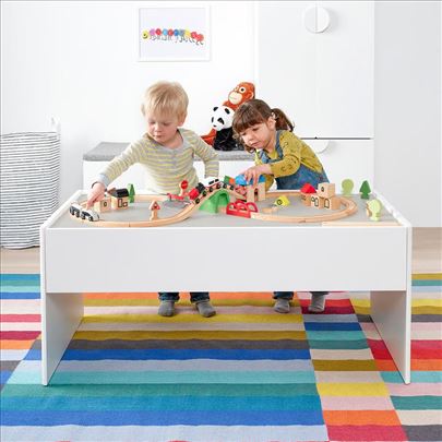 Ikea Dundra Sto za igru s odlaganjem, bela/siva