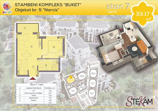 Stambeni kompleks "Buket" 3min hoda od Aqua parka