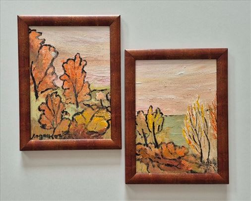 Ulje na lesonitu - Jesen, 2 slike.