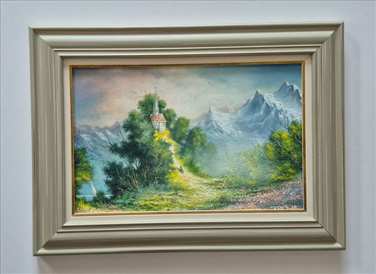Ulje na platnu - Brdo iza mora, prelepa slika!