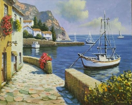 Sainovic  Mediteran ulje na platnu umetnicka slika