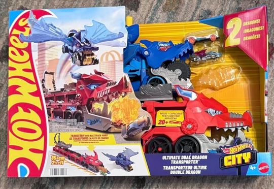 Hot Wheels Dragon Transporter 2u1- veliki set,novo