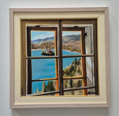 Ulje na platnu - Jezero Bled, prelepa slika!