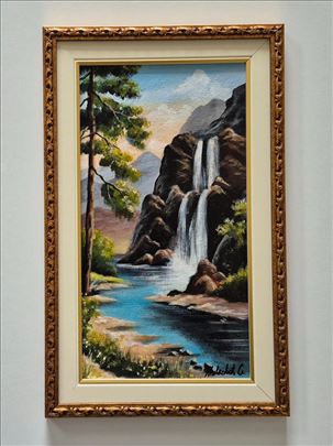 Ulje na platnu - Vodopad u prirodi, prelepo!