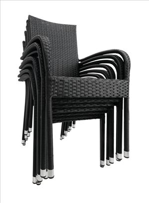 Stolice od ratana za kafiće, bašte - Crne -model 3