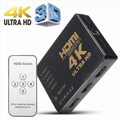 HDMI switch 5u1 + daljinski Garancija 2 godine