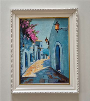 Ulje na platnu - Ulicom ka moru, prelepa slika!