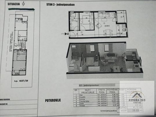 Novi Sad, Veternik, Jednoiposoban  40m2 U Izgradnj