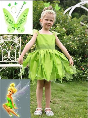 Zvončica haljina kostim za decu zelena vila krila 