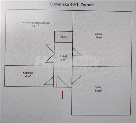 Dvosoban stan, Zemun, Novi grad, Slovenska