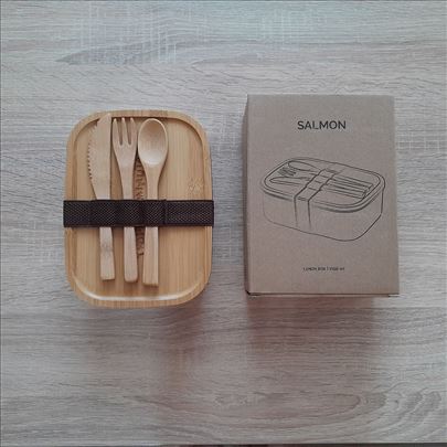 Salmon eko posuda za hranu sa priborom kampovanje