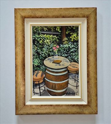 Ulje na platnu - Mesto za vino, prelepa slika!