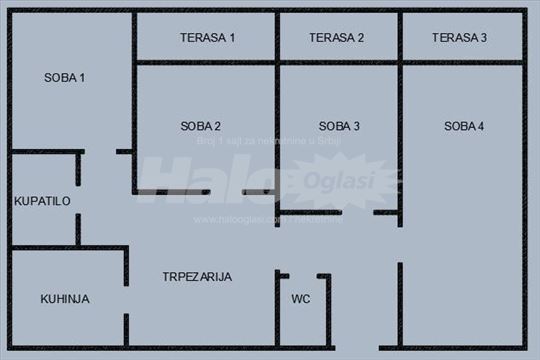 Četvorosoban stan za kancelarijski prostor