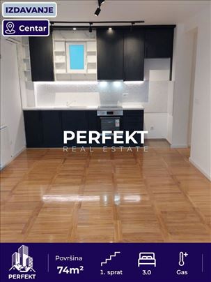 Centar, nov,trosoban, prazan 74m2, lift, gas