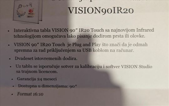 Prodajem interaktivnu tablu Vision 90IR20