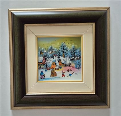 Naiva, ulje na staklu - Zimske radosti