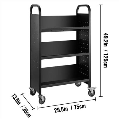 Kolica za knjige do90kg crna 125x75x35cm
