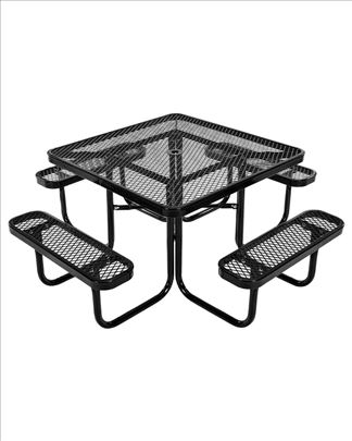 Sto za piknik (kvadratni) sa 4 klupe crni