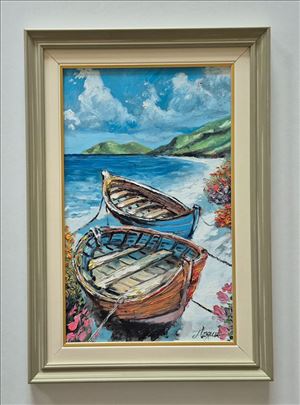 Ulje na lesonitu - Dva camca, prelepa slika! 