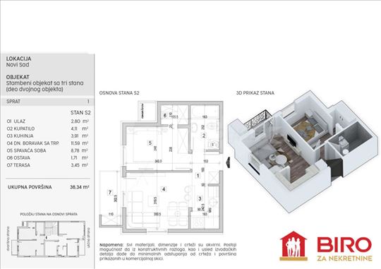 Stan,NOVI SAD,ADICE,kv: 36.00, € 74500, ID: 101251