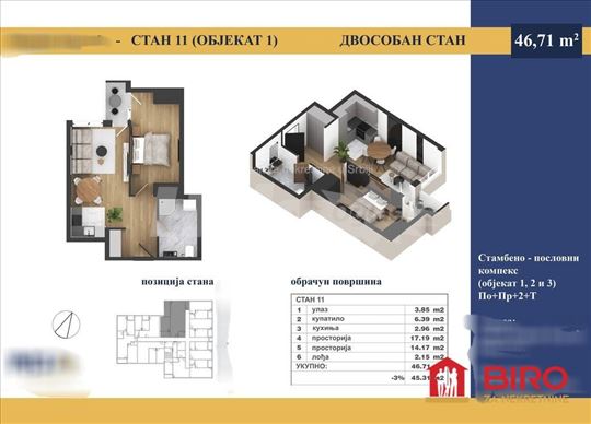 Stan,NOVI SAD,ADICE,kv: 47.00, € 86600, ID: 101248