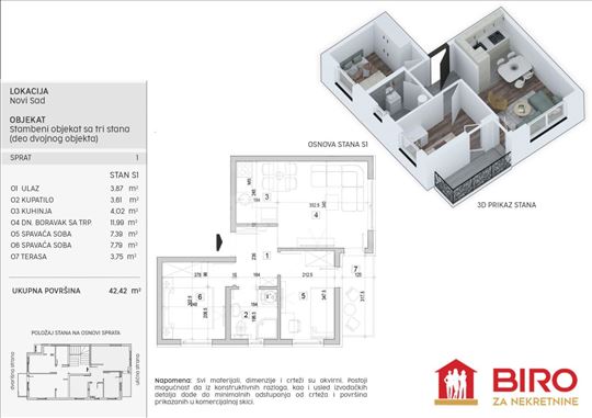 Stan,NOVI SAD,ADICE,kv: 42.00, € 83050, ID: 101251