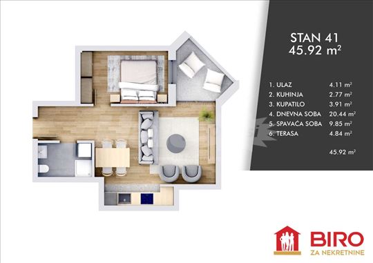 Novi Sad, Centar, Stan, 2, 46,00m2