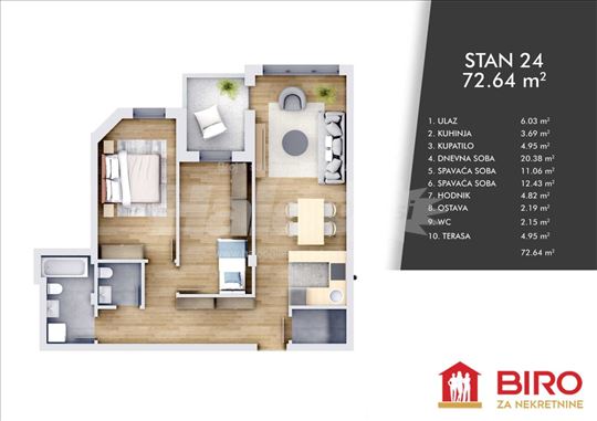 Novi Sad, Centar, Stan, 3, 73,00m2