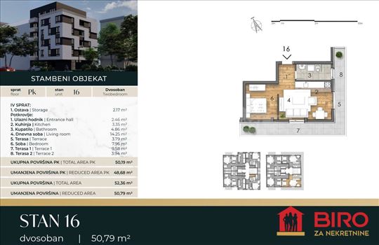 Novi Sad, Detelinara, Stan, 2, 51,00m2