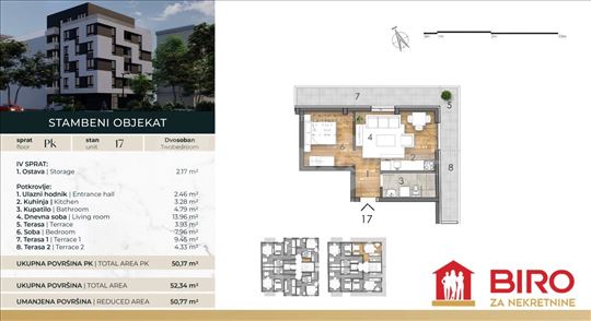 Novi Sad, Detelinara, Stan, 2, 51,00m2