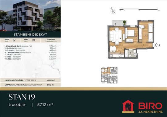 Novi Sad, Detelinara, Stan, 3, 57,00m2