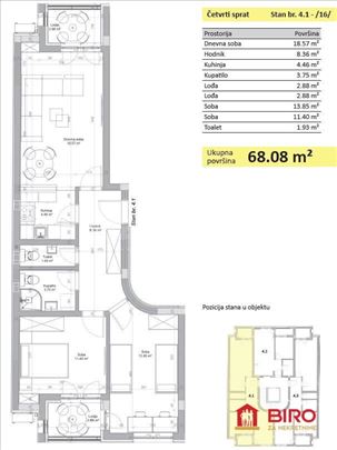 Novi Sad, Novo Naselje, Stan, 3, 68,00m2