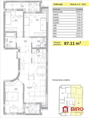 Novi Sad, Novo Naselje, Stan, 4, 87,00m2