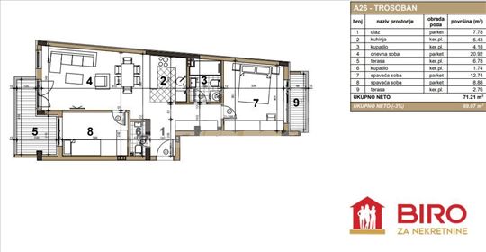Novi Sad, Podbara, Stan, 3, 71,00m2