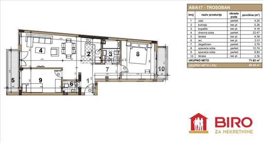 Novi Sad, Podbara, Stan, 3, 72,00m2
