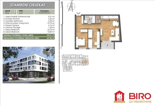 Novi Sad, Salajka, Stan, 3, 62,00m2