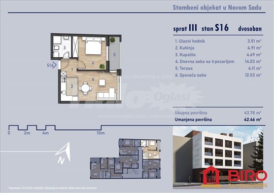 Novi Sad, Somborski Bulevar, Stan, 2, 42,00m2