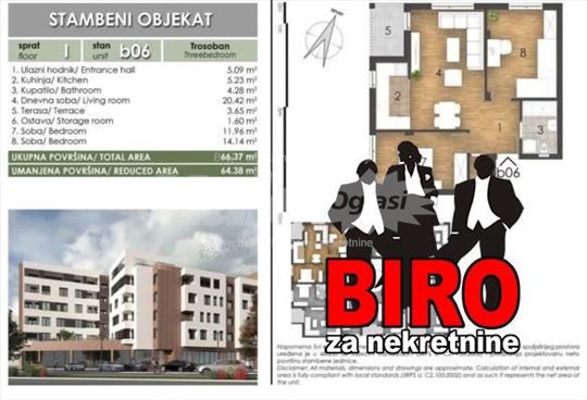 Novi Sad, Somborski Bulevar, Stan, 3, 64,00m2