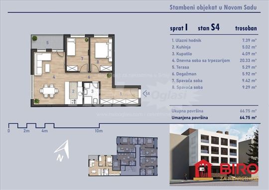 Novi Sad, Somborski Bulevar, Stan, 3, 65,00m2