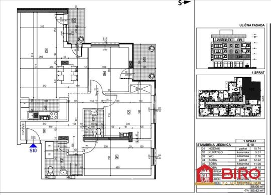 Novi Sad, Somborski Bulevar, Stan, 3, 87,00m2