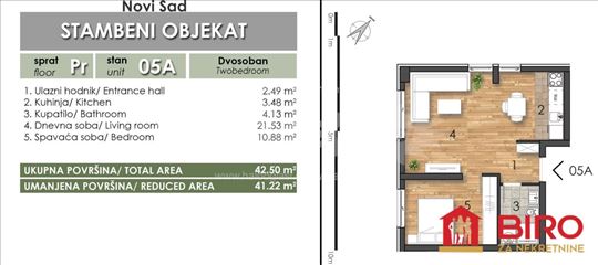 Stan,Novi Sad,Telep,kv: 43.00, ID: 1012011